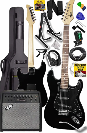 Midex RPH-30BK-50AMP Gül Klavye SSS 50W Amfili Elektro Gitar Seti